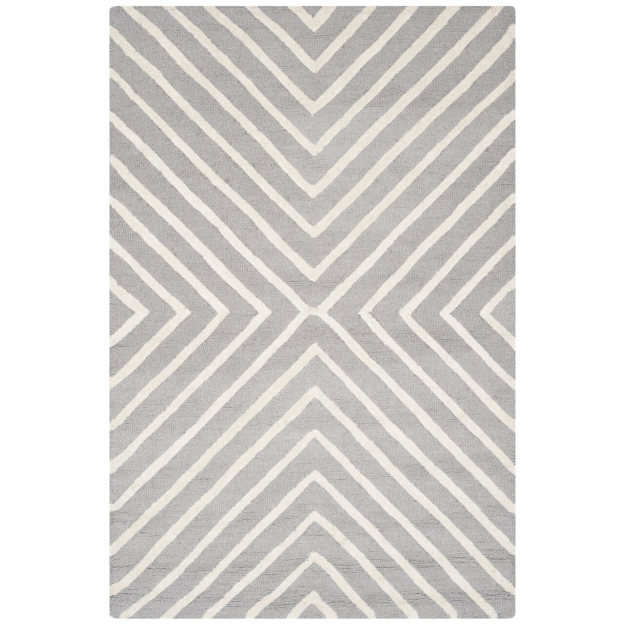 Safavieh Cambridge Cam129D Handmade Silver /Ivory Rug Geometric Pattern